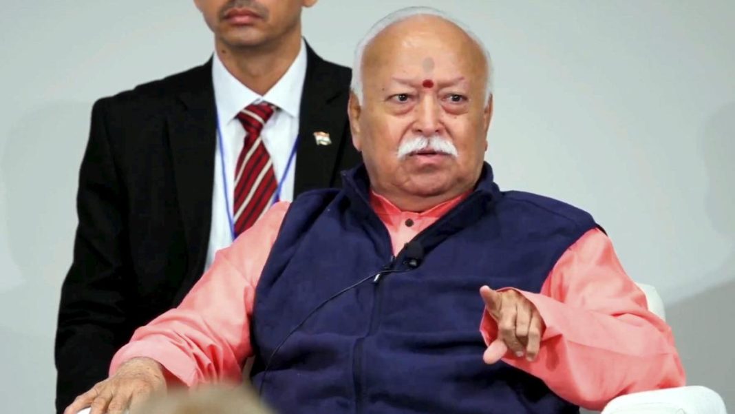 A Hindu who wants no Muslims in India ‘will not remain Hindu’, Bhagwat says in New York RSS chief Mohan Bhagwat speaking in New York. Photo: PTI