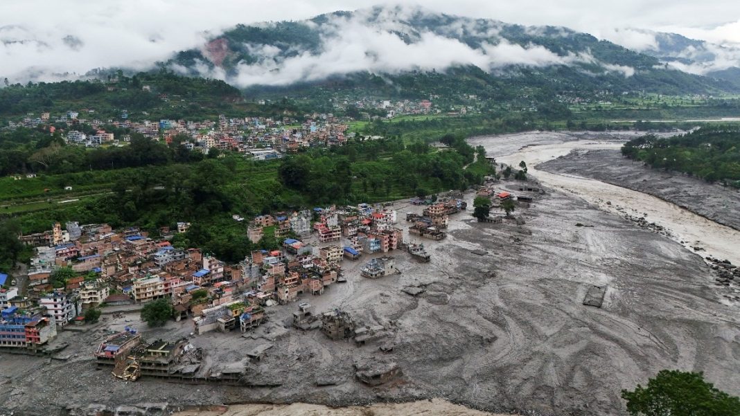 Flood-hit settlement in Nepal. Photo: Reuters